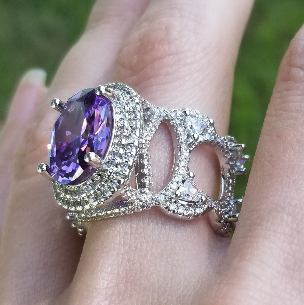 🆕️HUGE Sterling Silver- Amethyst & White Sapphire
